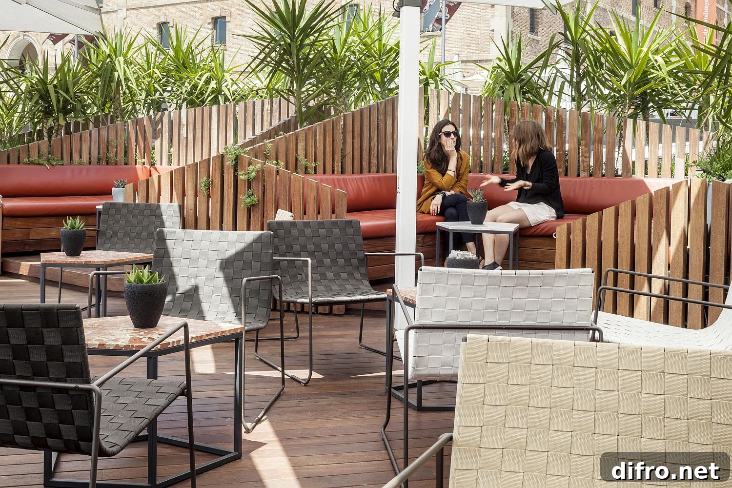 Relaxing terrace next to the port with the VIP lounge
