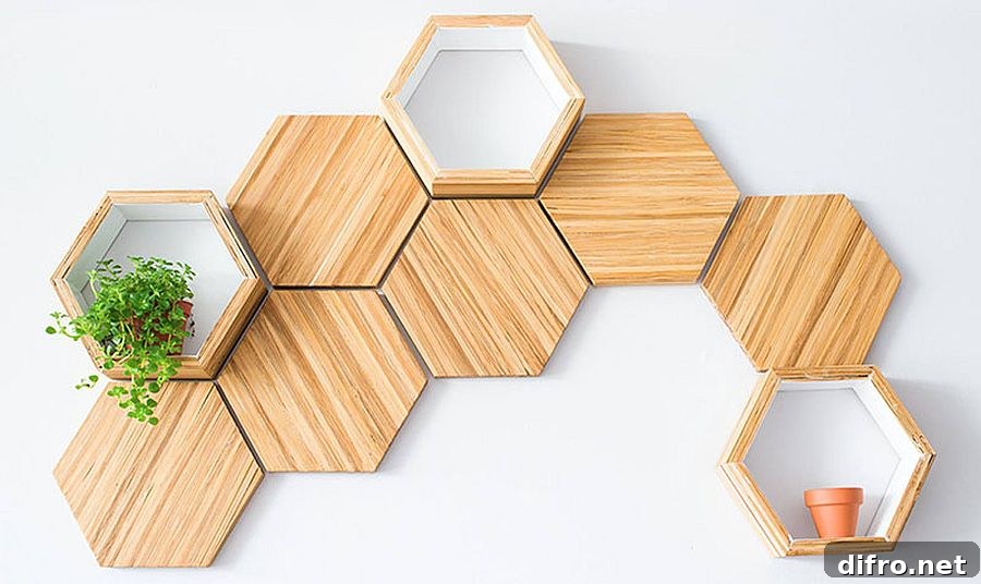 Honeycomb shelves from recycled chopsticks