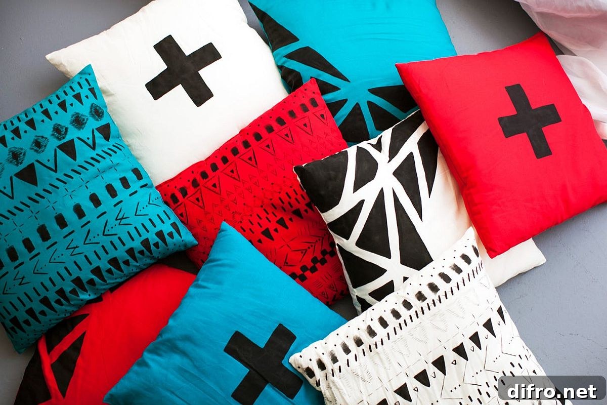 DIY geometric painted throw pillows