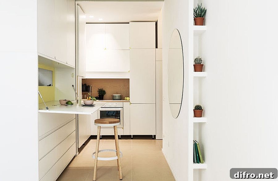 Small folding desk for breakfast zone