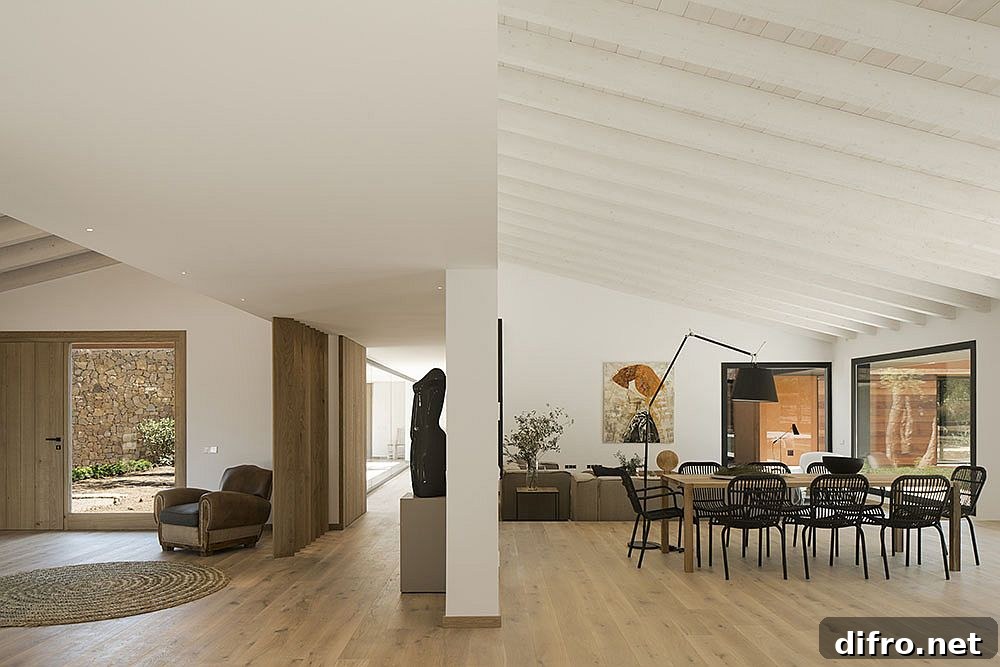 Open plan interior of a light-filled Barcelona home