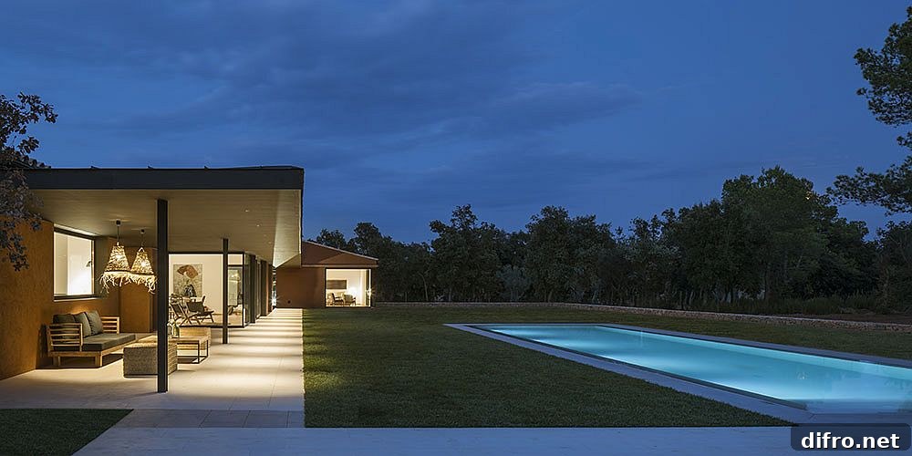 Exterior garden and pool area of a residence