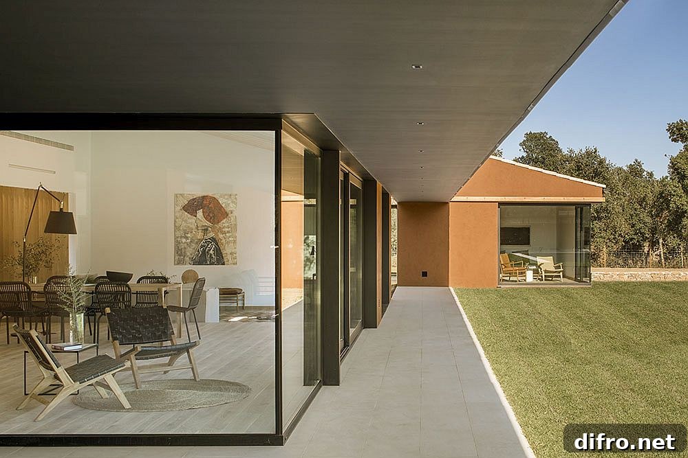 Corner sitting nook with floor-to-ceiling windows