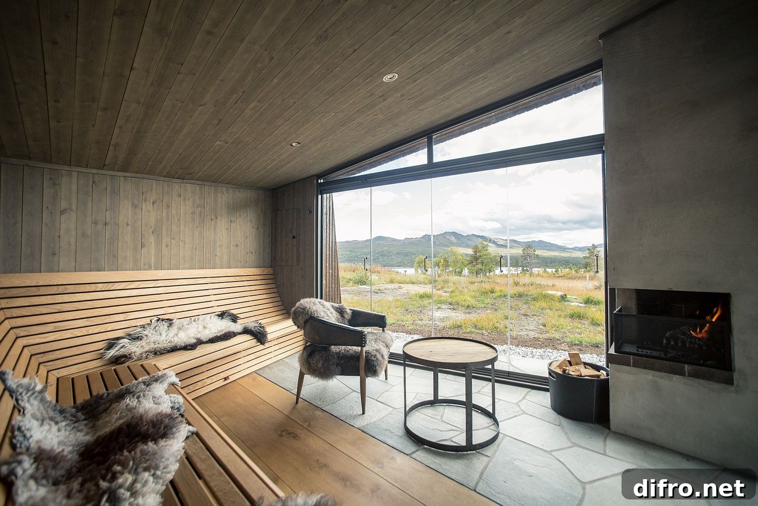 Interior seating with a view of the landscape