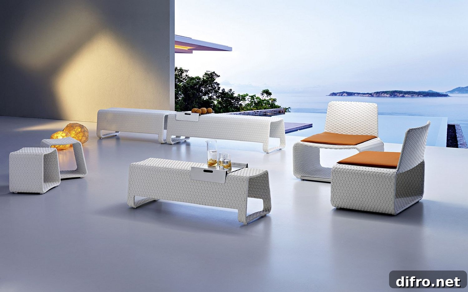 Stunning outdoor furniture in pure white