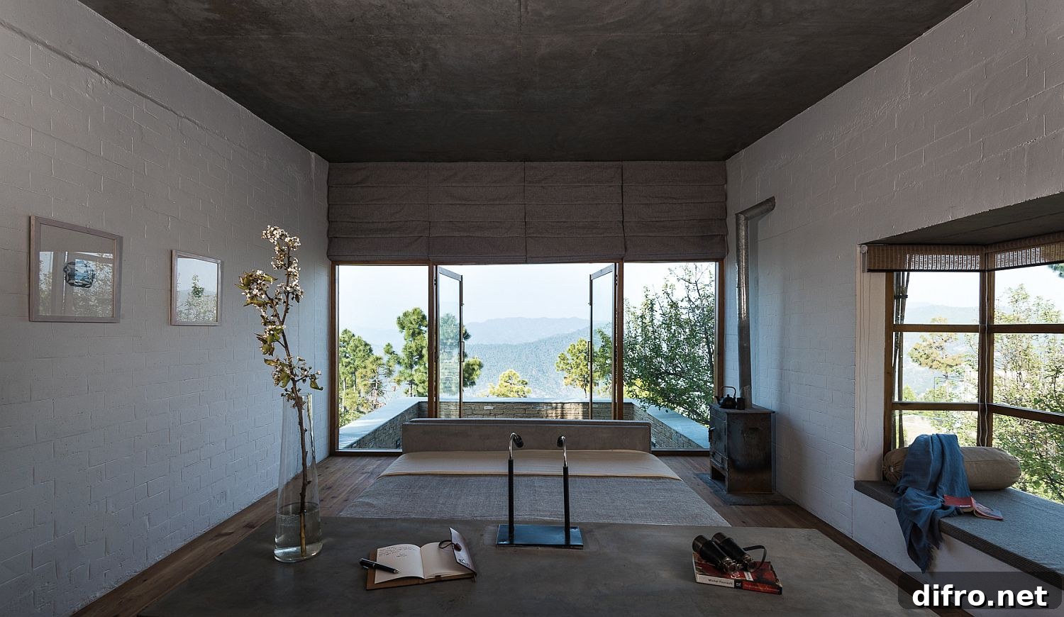Bedroom with private balcony and Himalayan panorama at The Kumaon