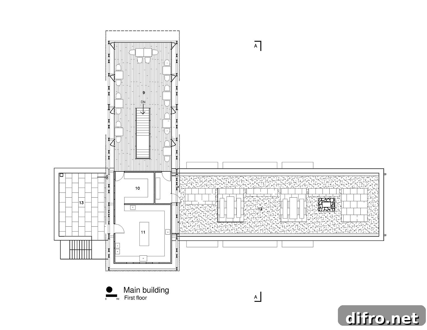 Floor plan of the upper level with guest rooms at The Kumaon