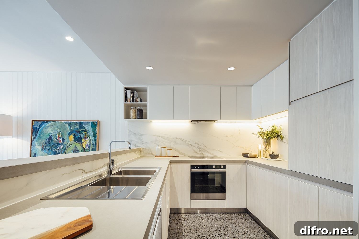 Fabulous modern kitchen in white with plenty of storage options