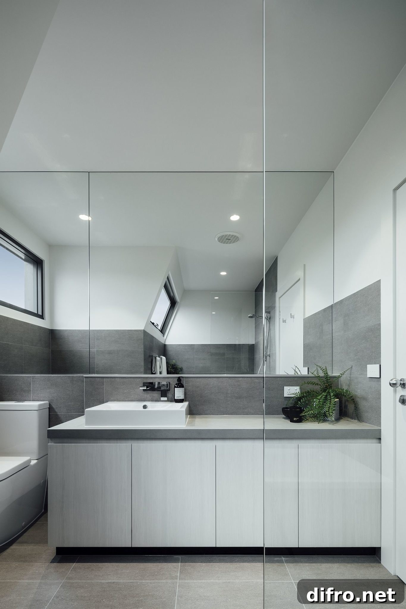 Minimal bathroom vanity and mirror idea