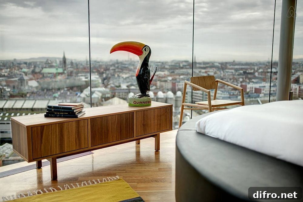 Interior view with Dublin skyline