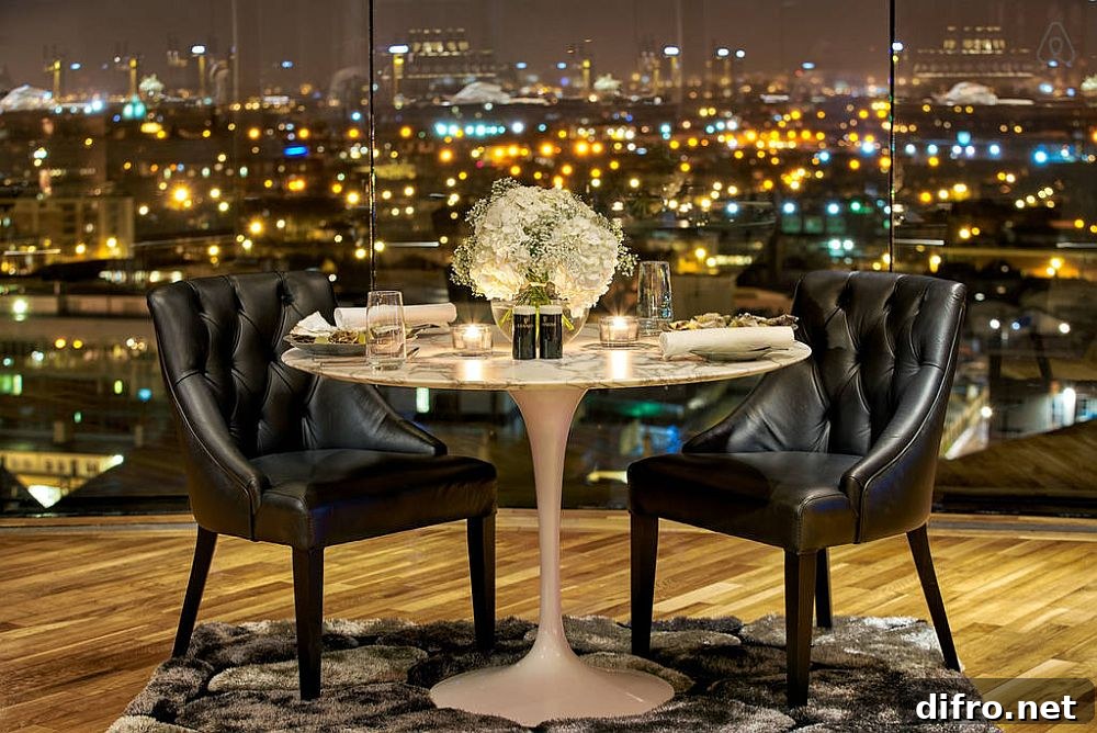 Dining with a view of Dublin lights