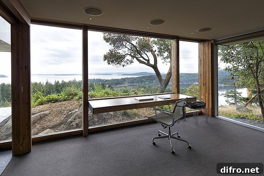 Slim desk and glass walls