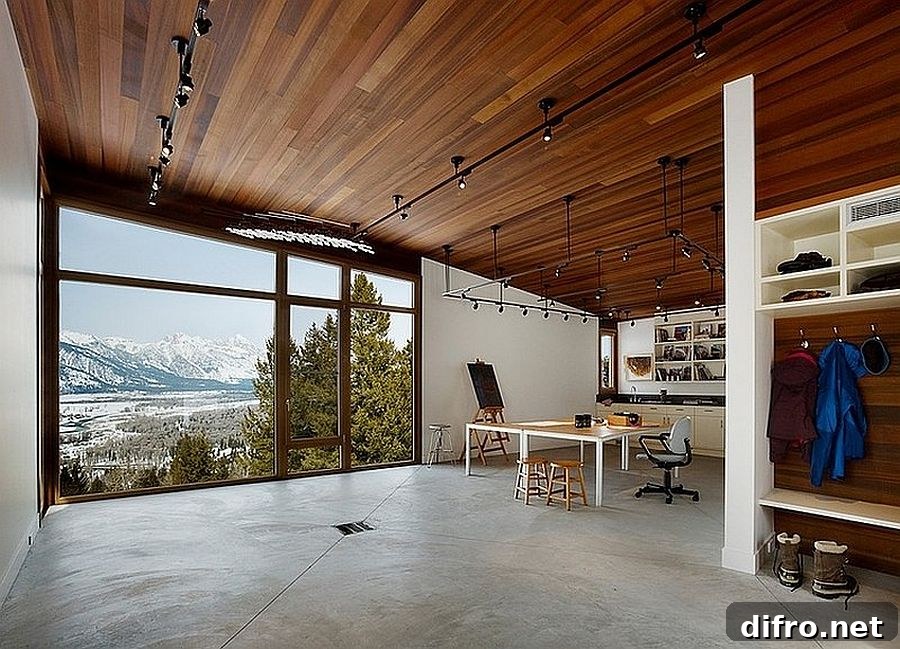 Open home office with mountain views