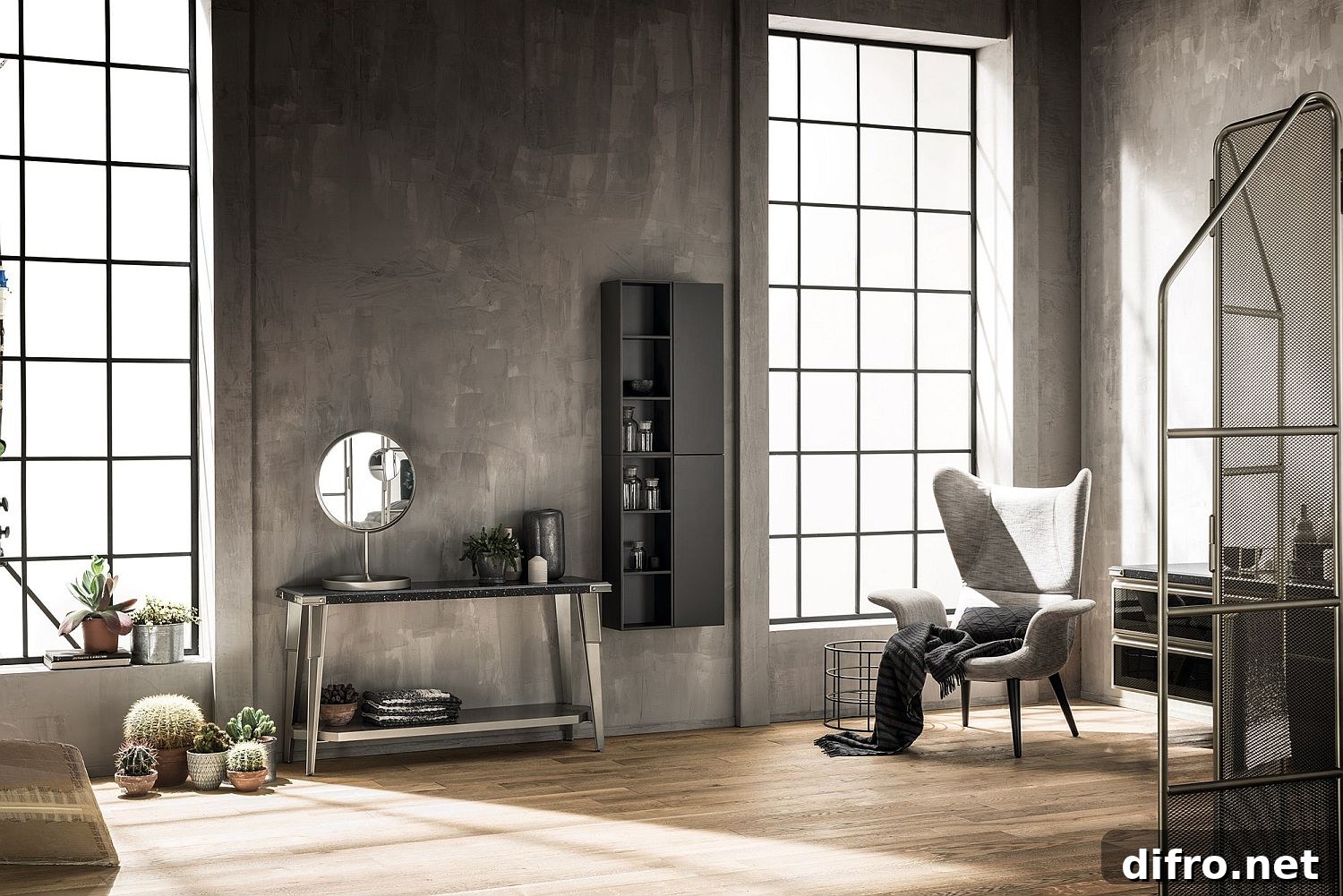 Textured walls are a big part of modern industrial spaces