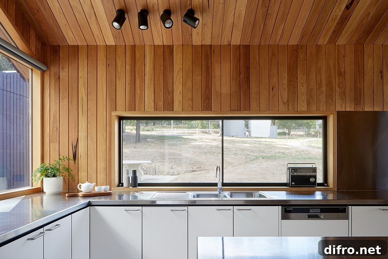 Kitchen window with landscape view