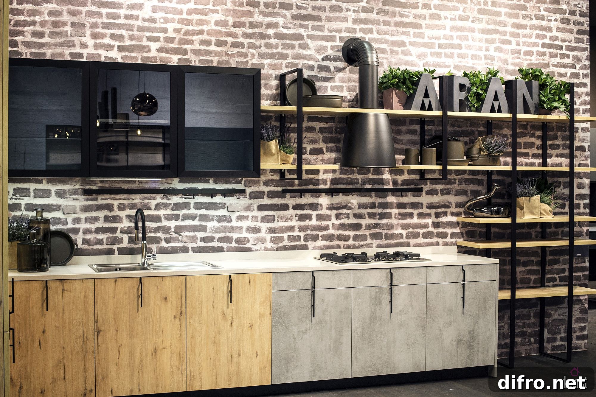 Dashing modern industrial single wall kitchen idea for the small apartment