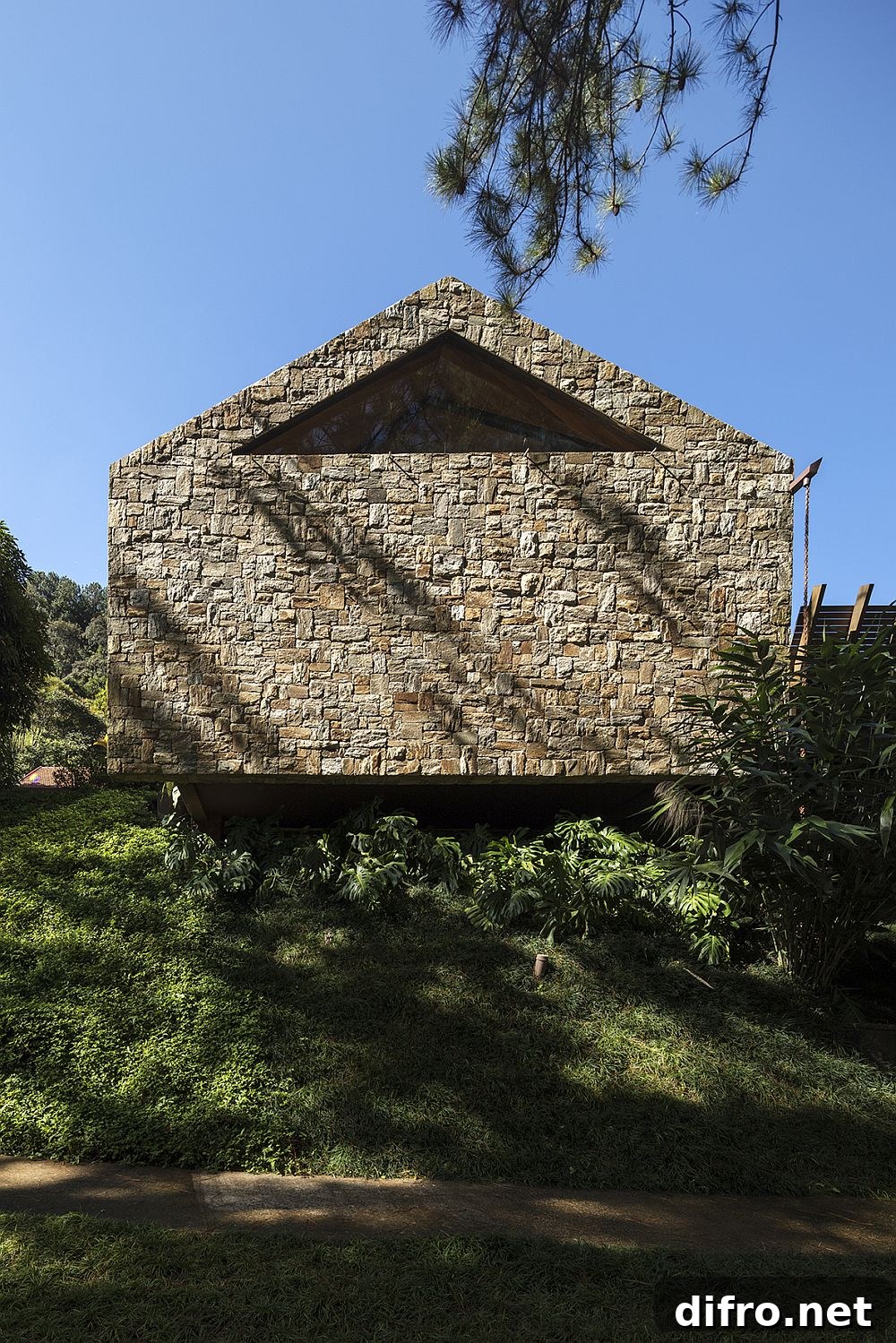 Private street facade in stone