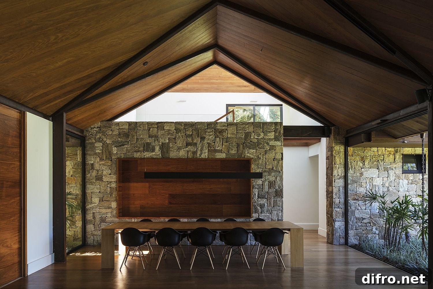 Stone walls inside the house