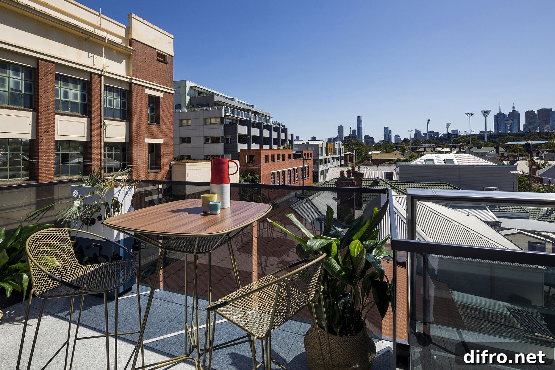 Open rooftop deck with city views