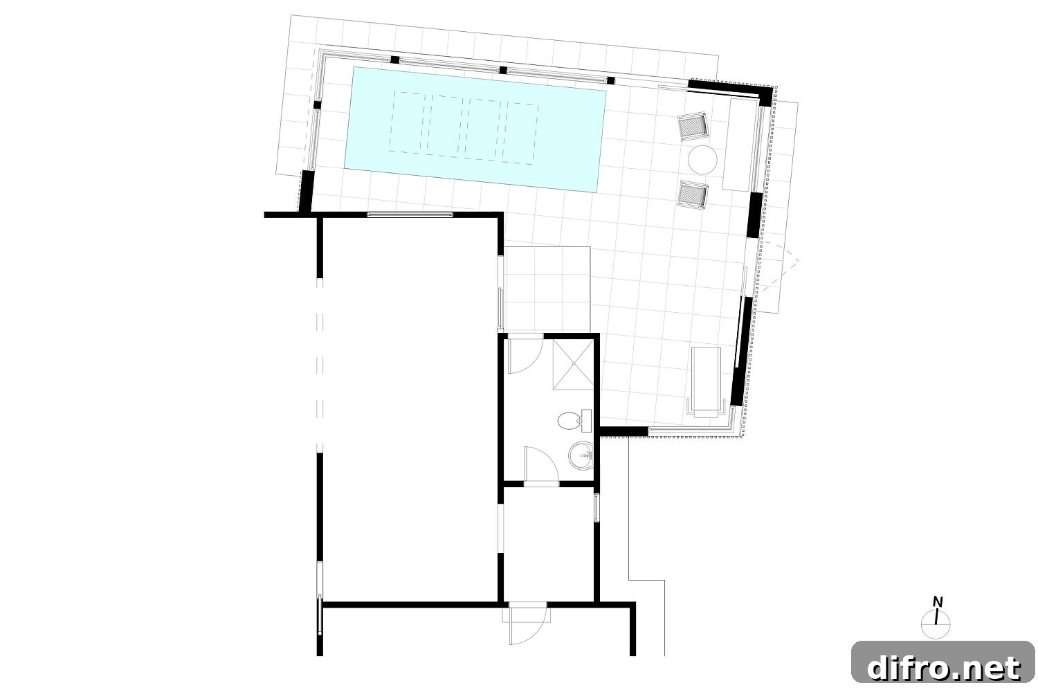 Floor plan of the Los Altos Pool House