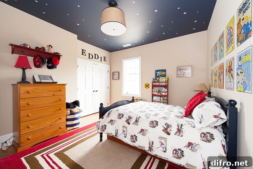 Starry ceiling in children's room
