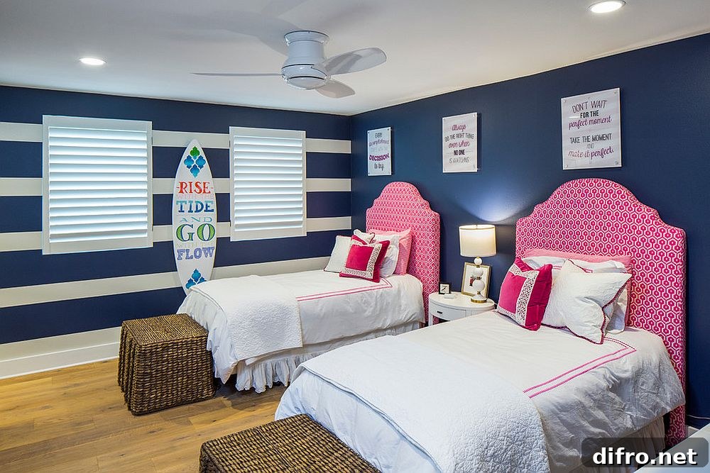 Navy blue with pops of pink