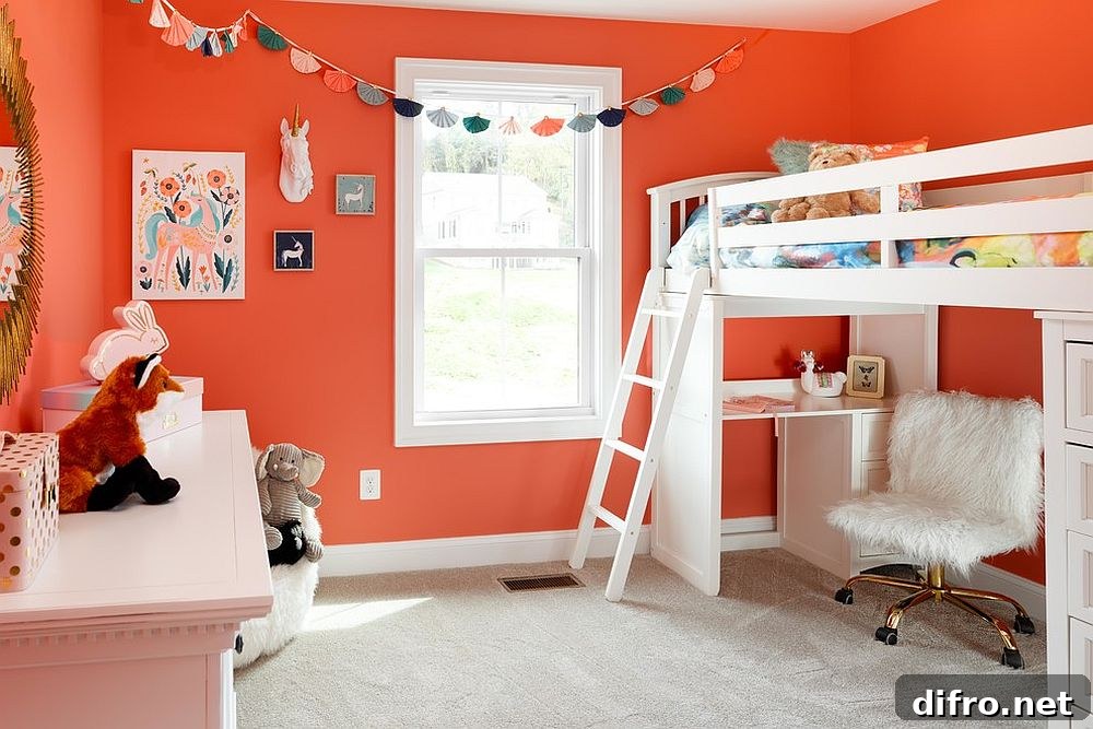 Darker shade of orange in kids' bedroom