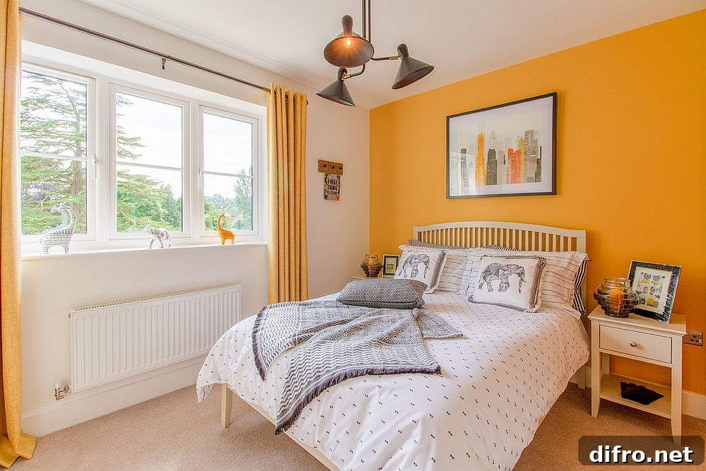 Orange accent wall with white surroundings