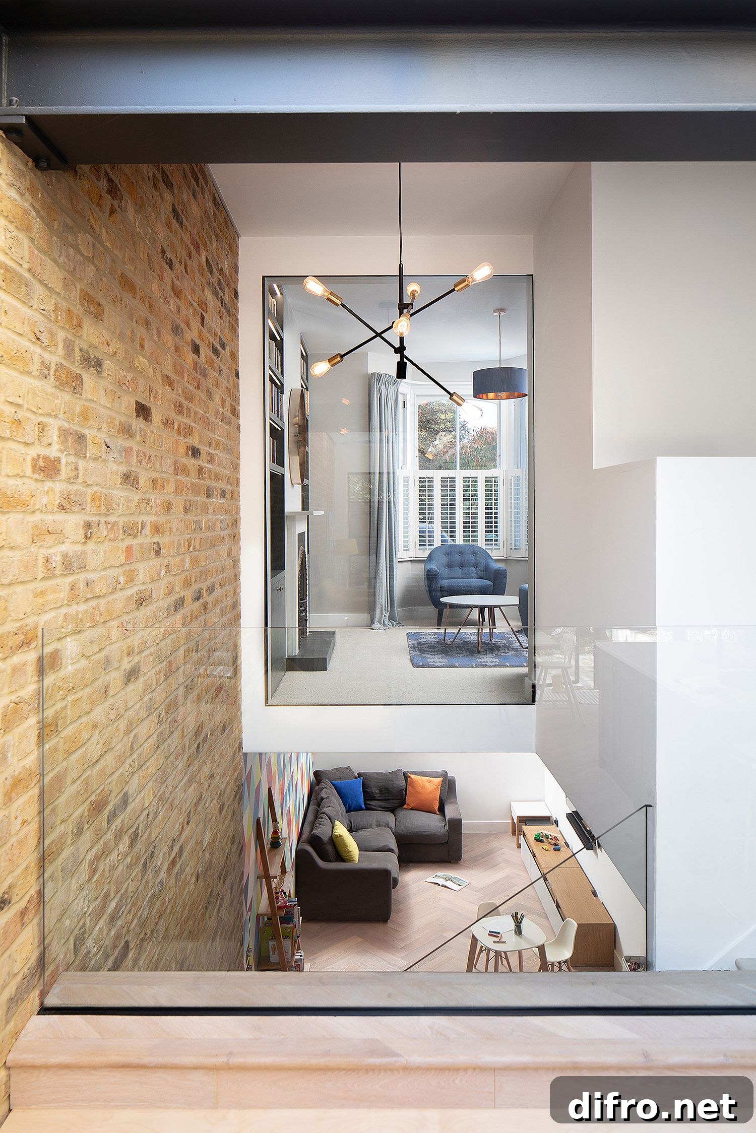 Double-height central area of the home with ample natural light