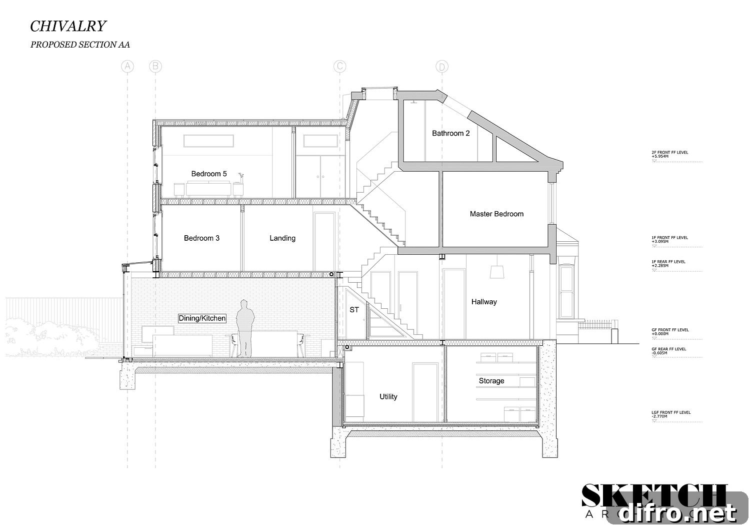 Sectional view of the Chivalry Road House