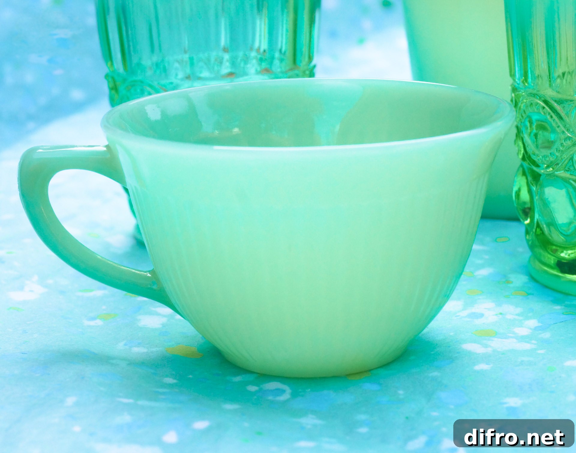 Jadeite teacup with glassware