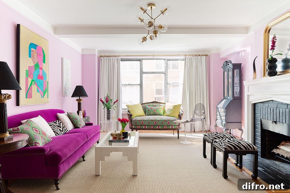 Bright pink eclectic room