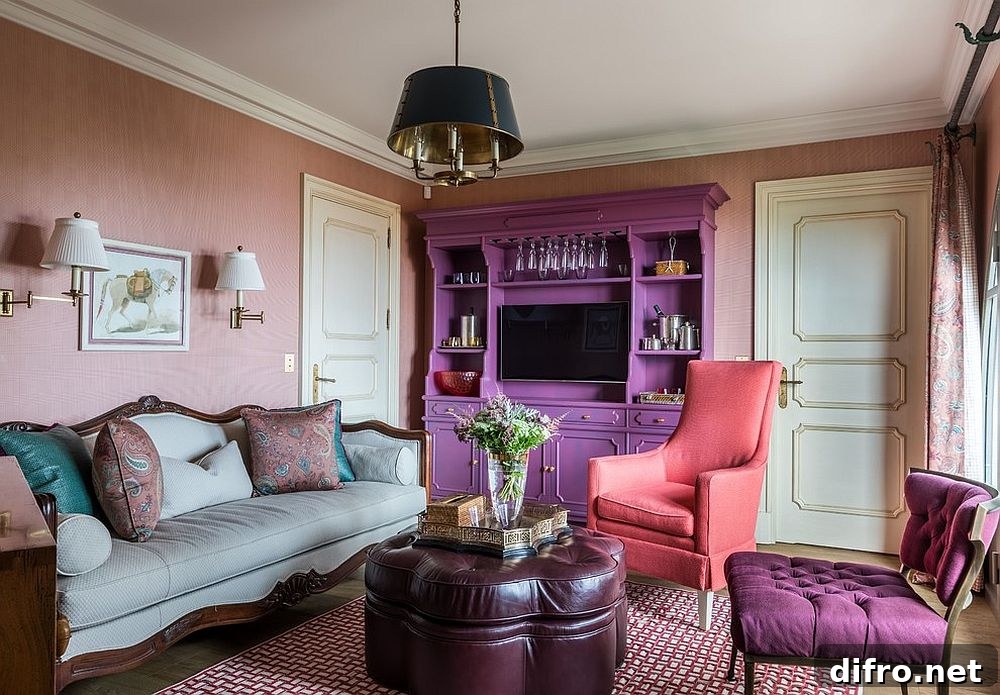 Purple accents with pink decor