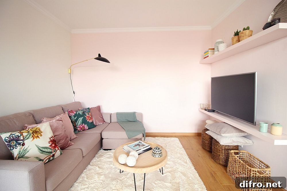 Scandinavian pink living room
