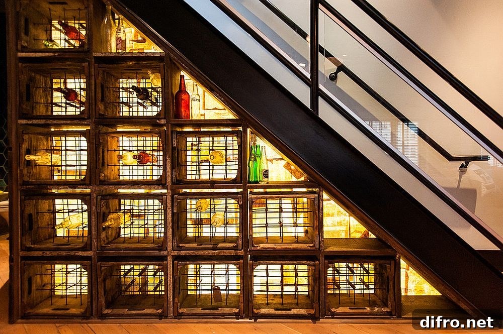 Wine cellar under staircase