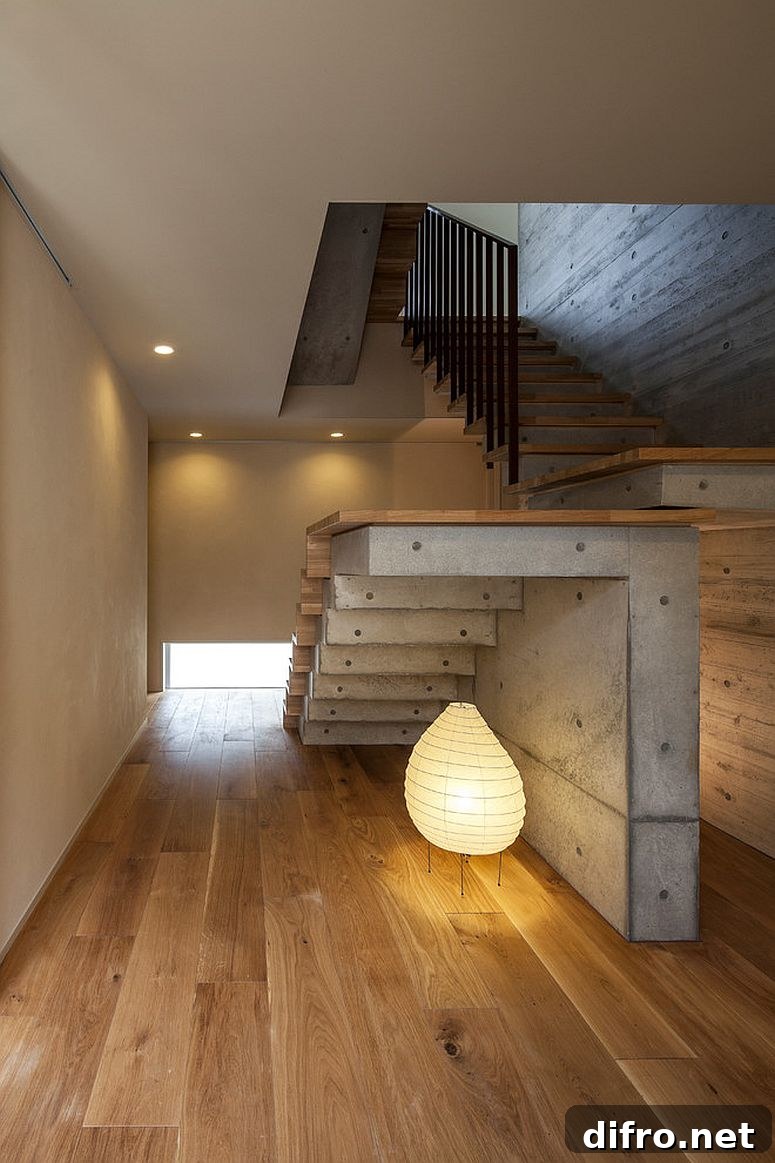 Contemporary lighting under the stairway