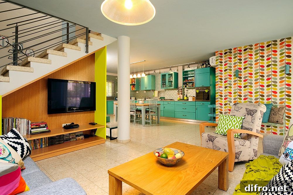 TV wall under the staircase