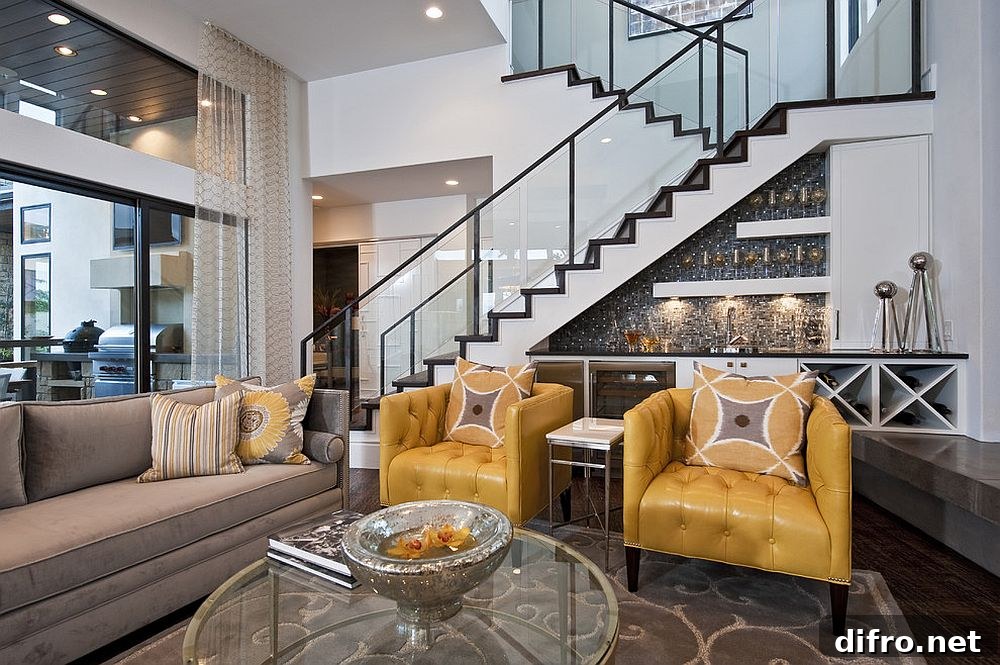 Home bar under staircase