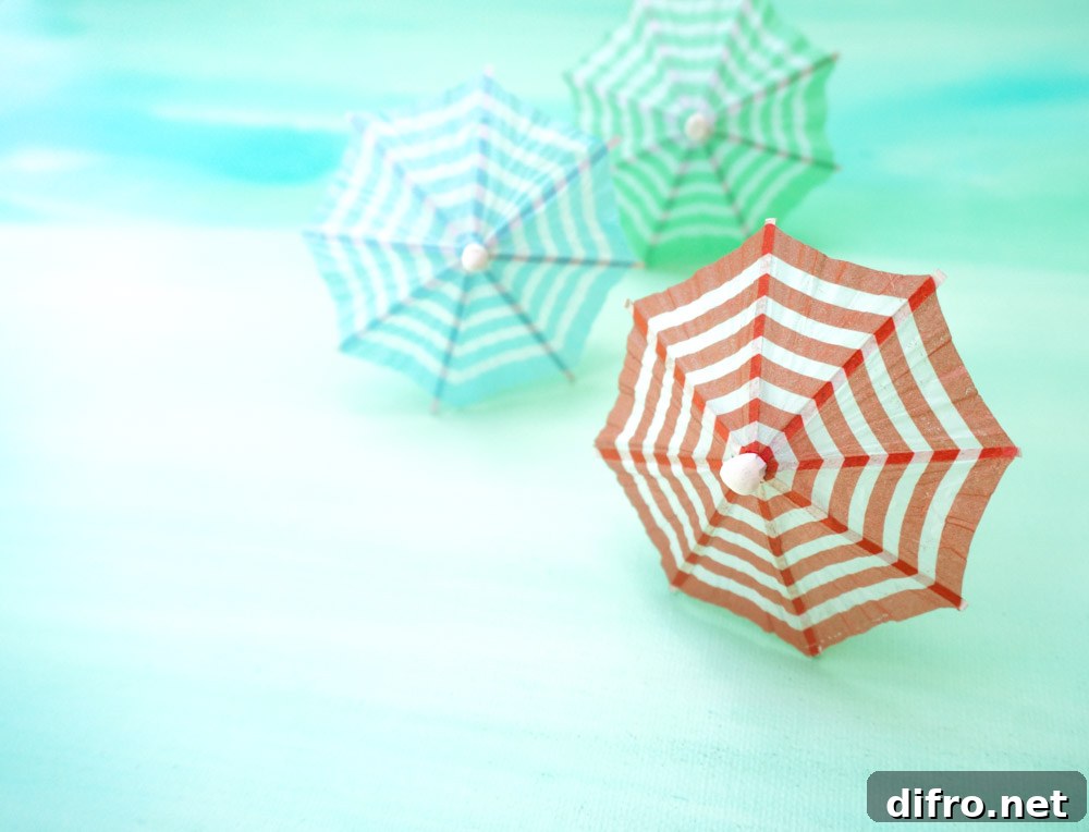 Colorful striped drink umbrellas