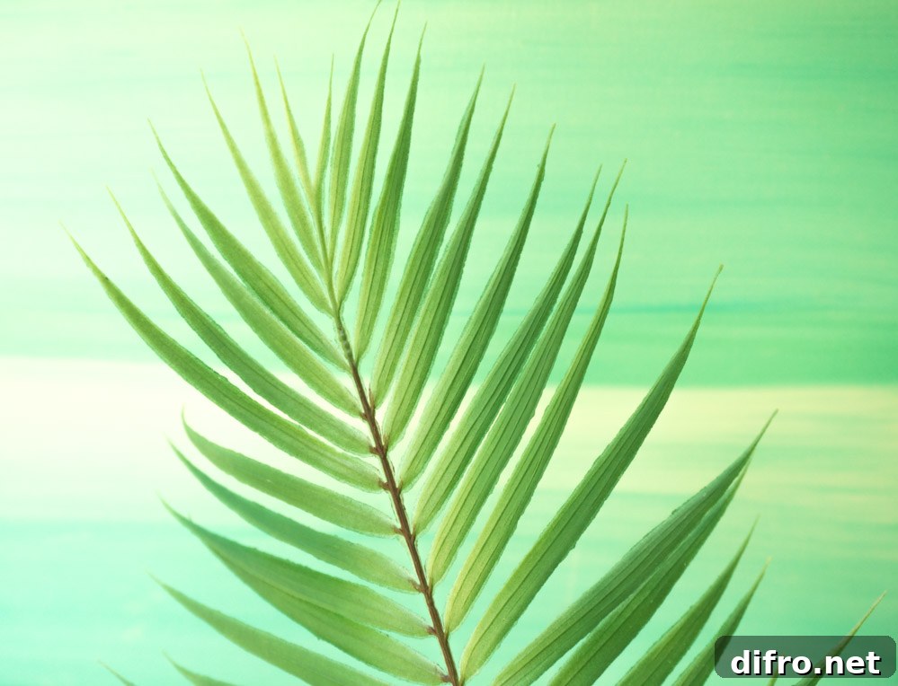 Tropical palm frond in a vase