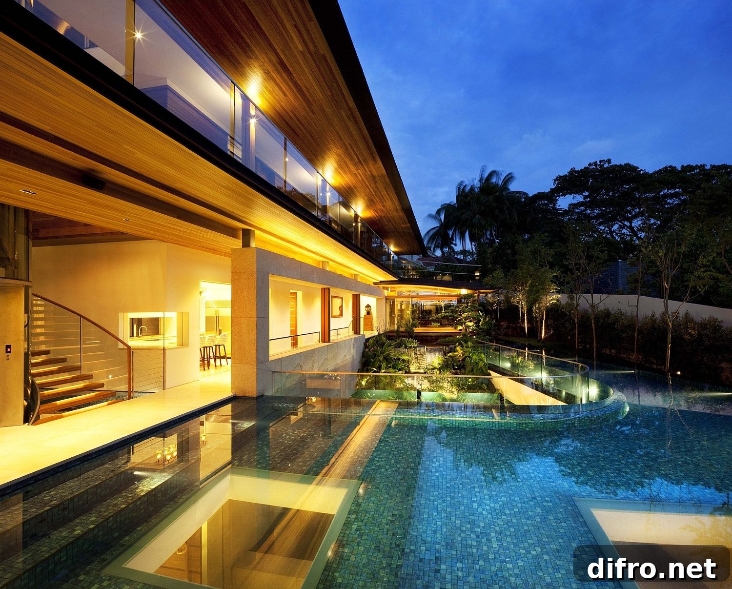 House illuminated at night