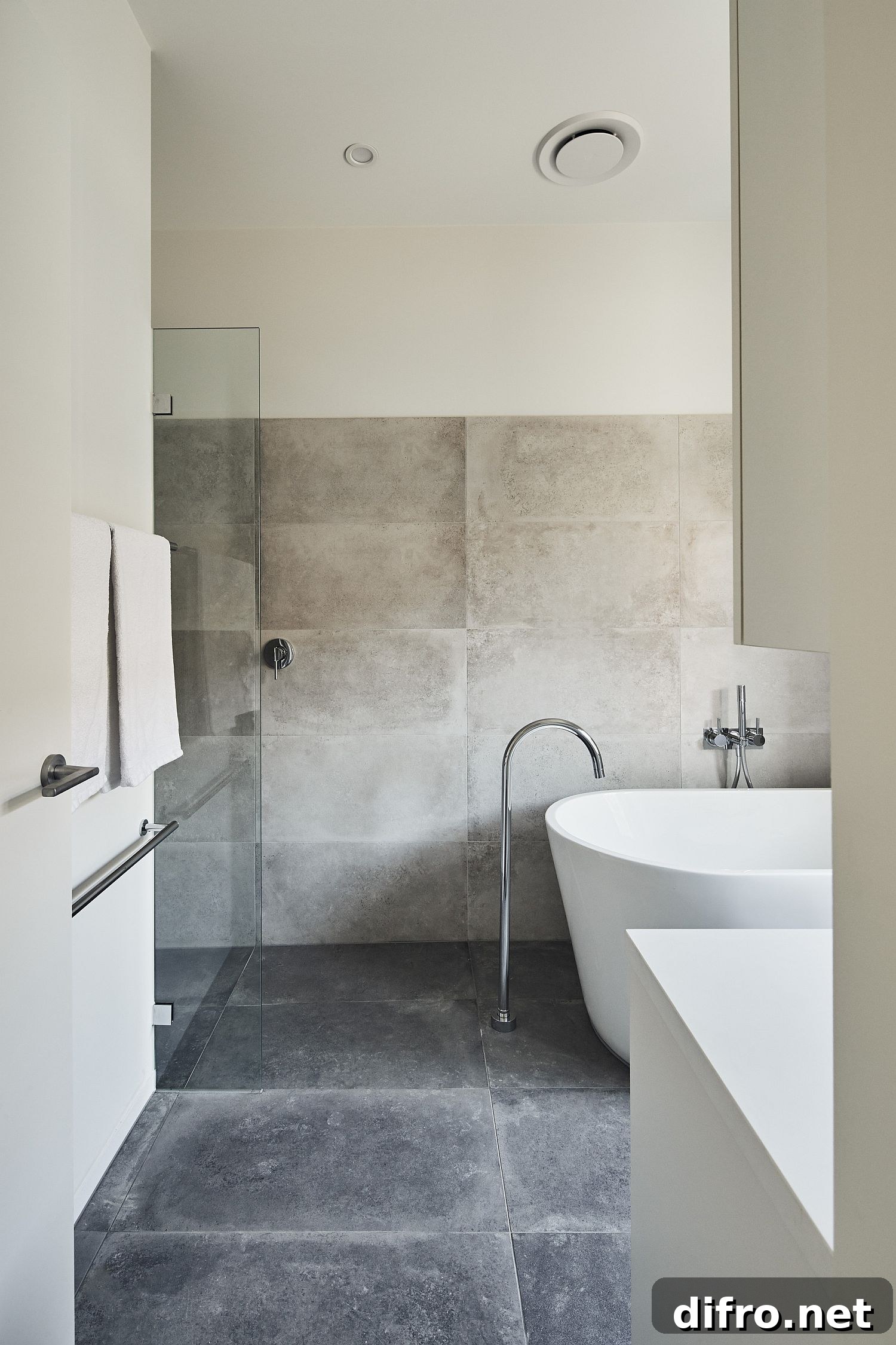 Stone and white bathroom