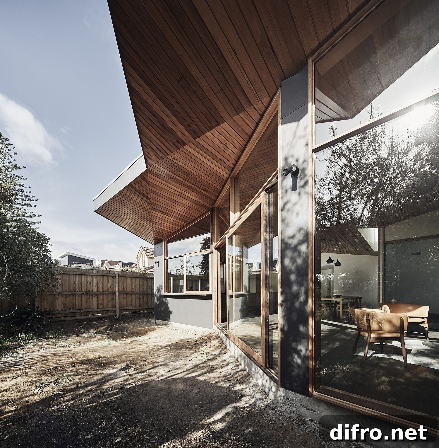 Folded wooden ceiling design