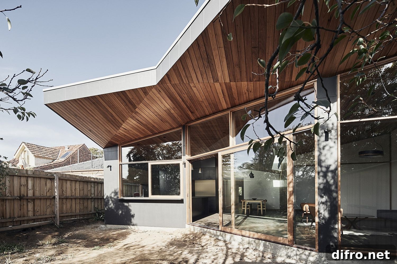 Sculptural ceiling giving a unique rear facade