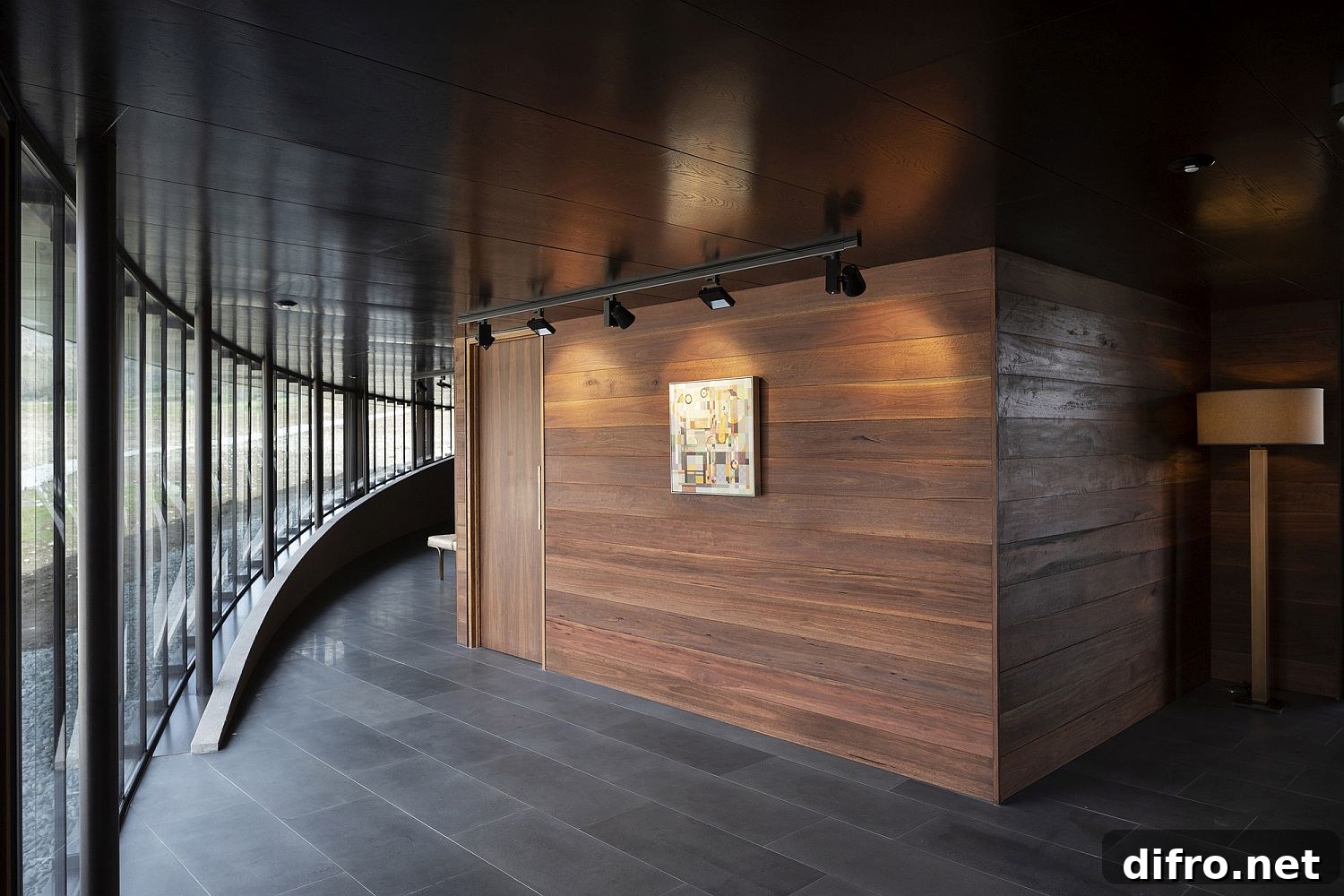 Wood, stone and glass combine in the lodge