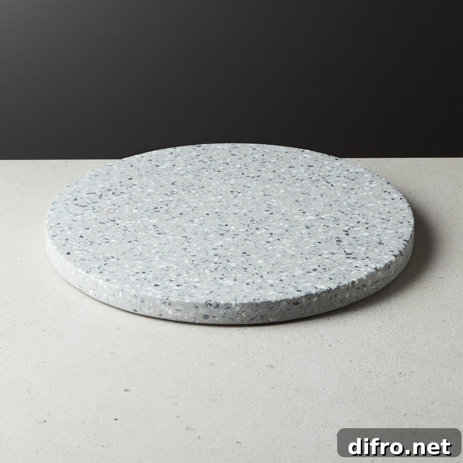 Terrazzo serving platter with black and cement tones