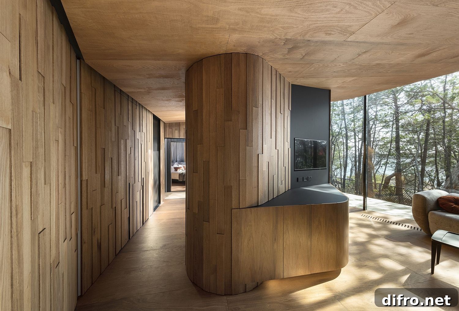 Fabulous use of locally sourced wood inside the stylish pavilions