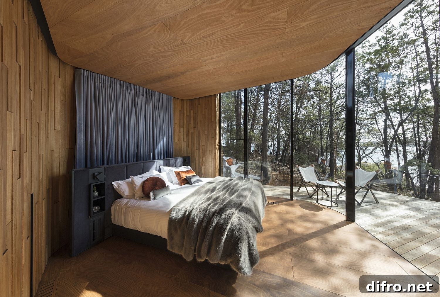 Bedrooms at the retreat connected with the outdoors