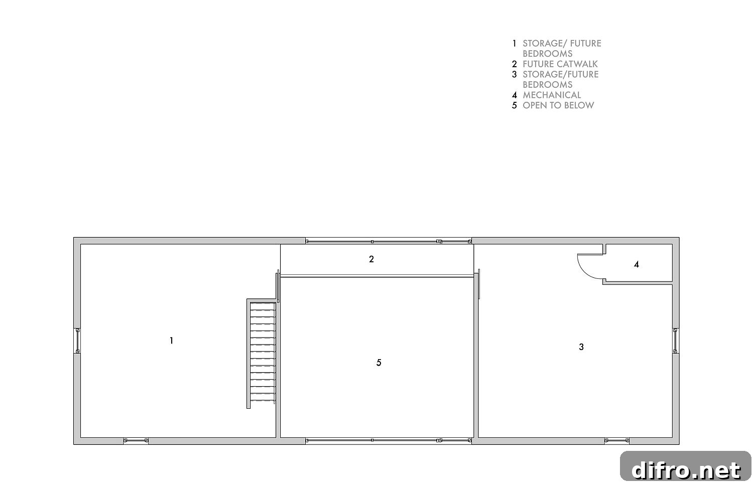 Upper level floor plan of the energy-efficient home in New York