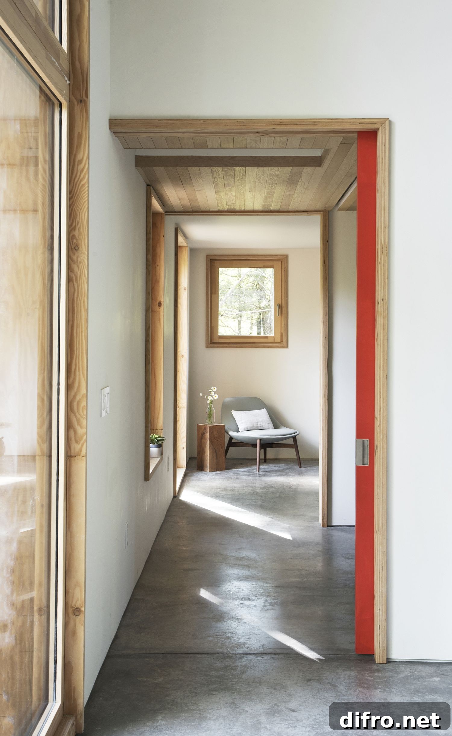 Interior view showing passive heating and cooling design